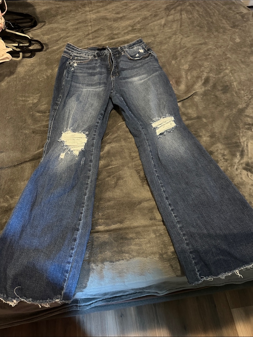 Judy Blue Dark Blue Distressed Flare Jeans